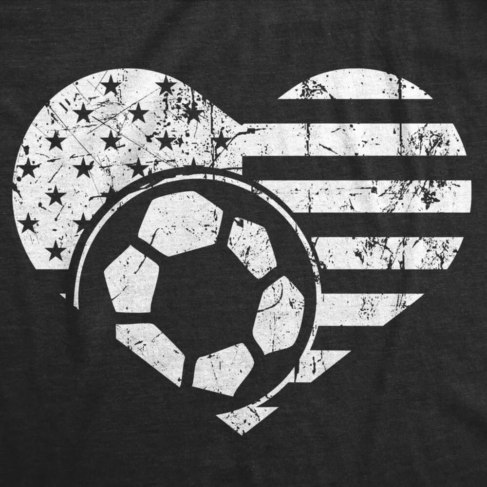 Womens Funny T Shirts Soccer Flag Heart Tee For Ladies